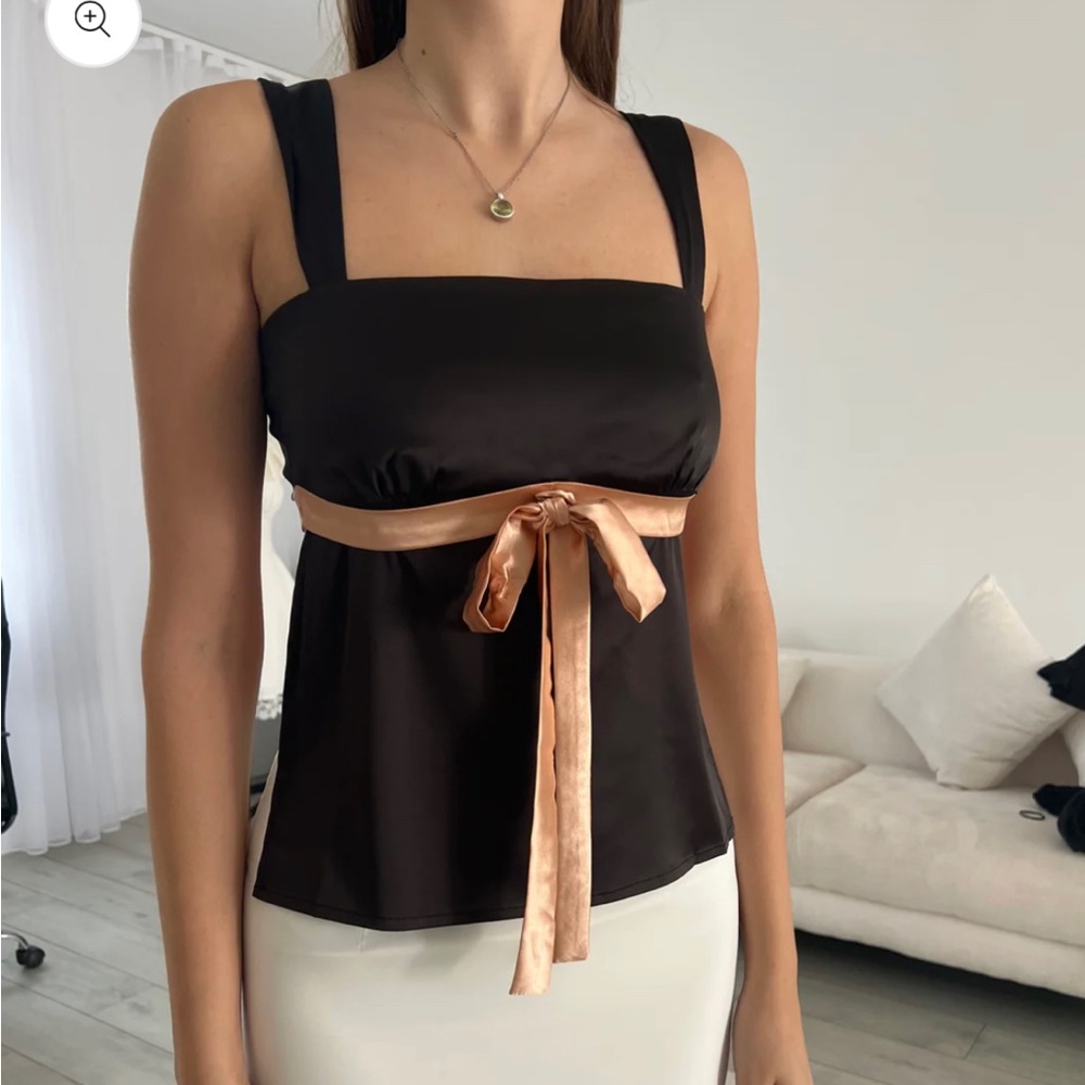 Handmade satin top pink and black